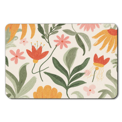 Colourful Hand Painted Floral Bath Mat, 36 X 24