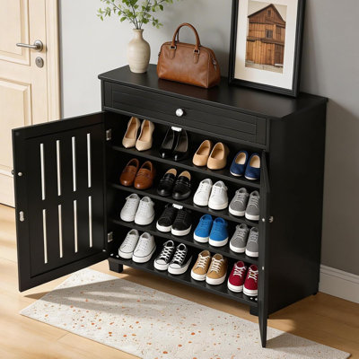 4-tier Shoe Storage Cabinet With Drawer