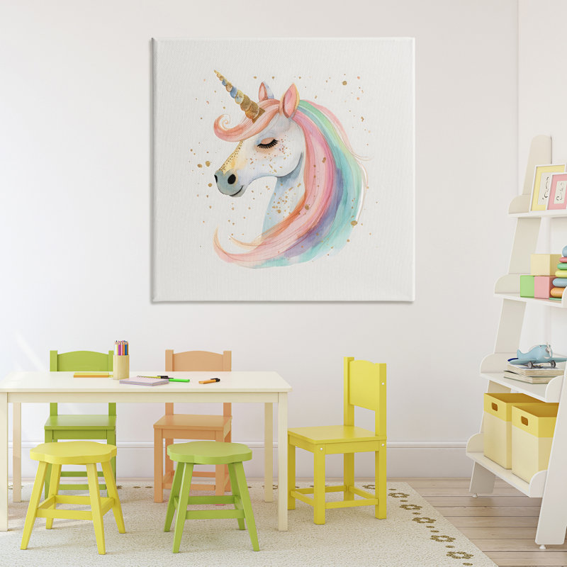 Toile de licorne aux accents dorés, design par Creative Studio, H 36 po x l 36 po