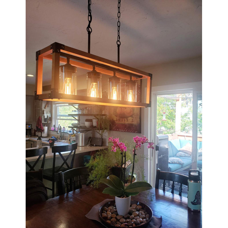 Lustre carré / rectangulaire à 4 lumières pour îlot de cuisine Volney