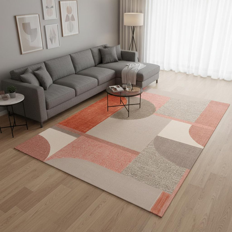 Tapis rose et gris 8 pi x 11 pi