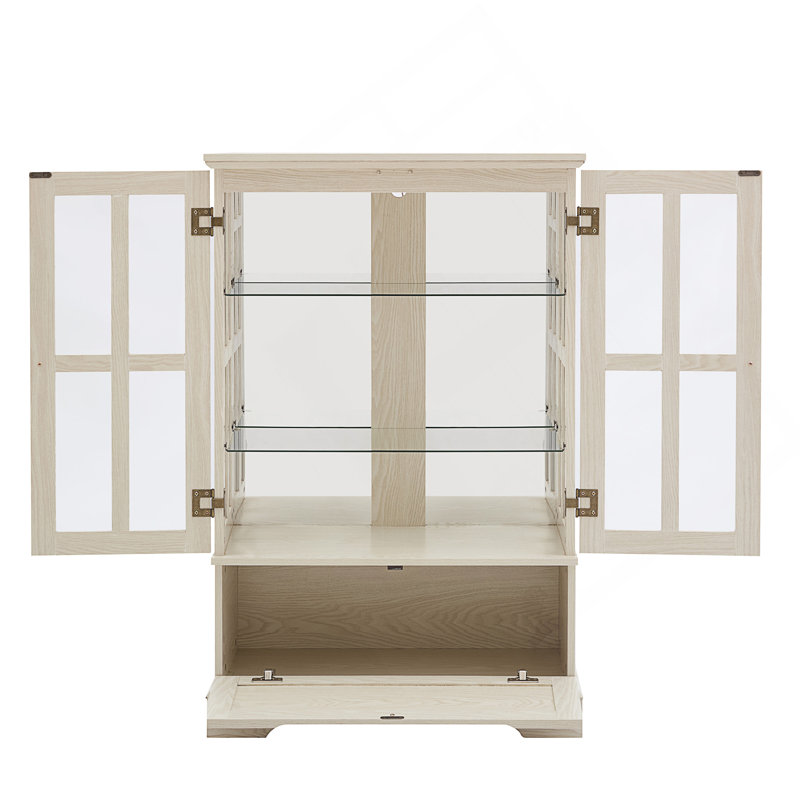 Vitrine avec portes en verre et tiroir rabattable