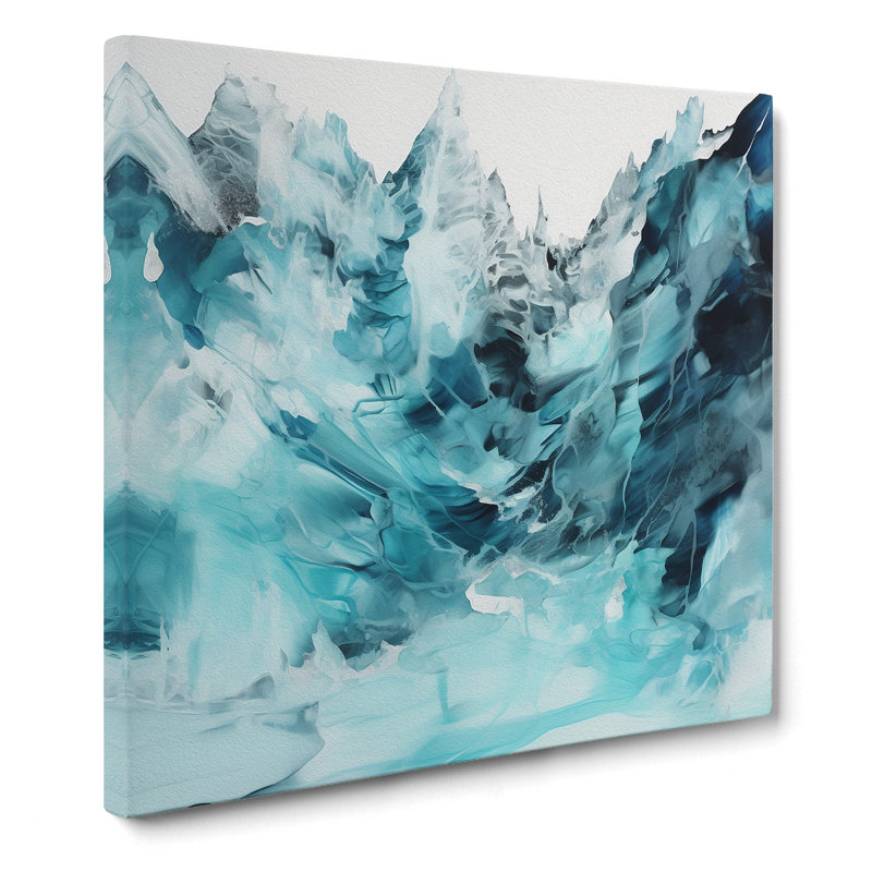 Glacier Gestural Art No.7 - Wrapped Canvas, 35cm H x 35cm W x 3cm D