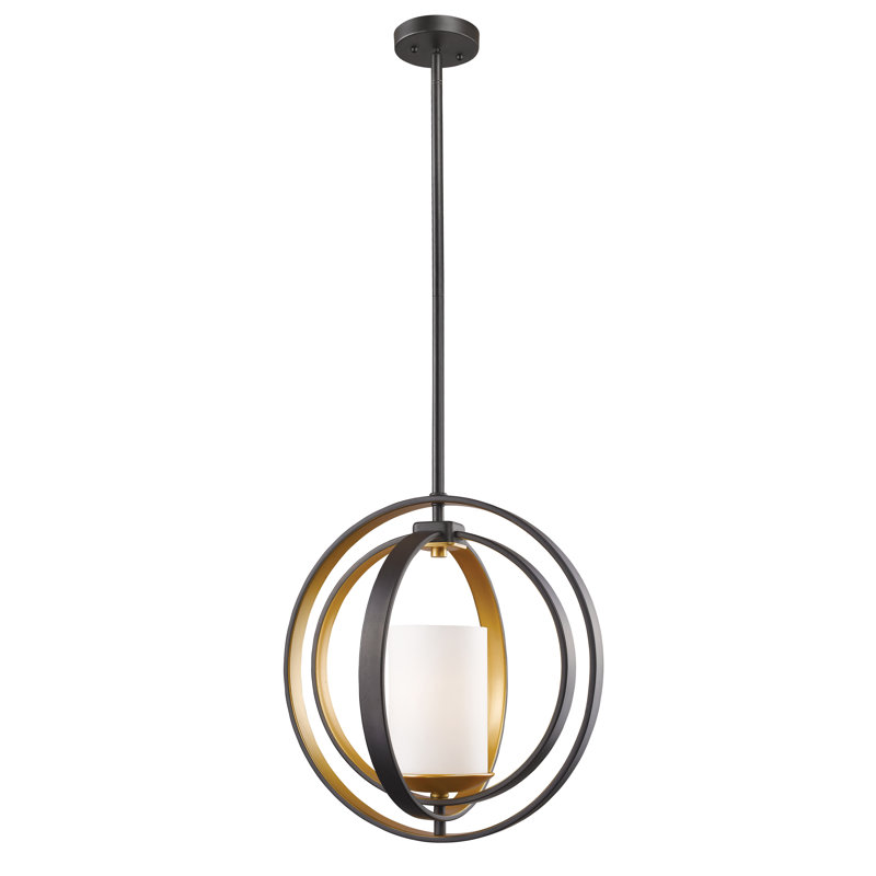 Luminaire suspendu géométrique 1 lumière Kiara, Nickel brossé, H 15 po x l 14,13 po x P 11,88 po