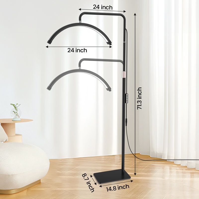 Lampe sur pied à DEL demi-lune avec rallonge pour cils, Noir