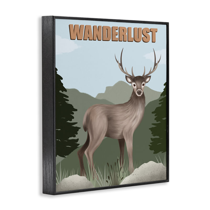 «Wanderlust Nature & Deer», estampe numérique par Jo Taylor, Giclée encadrée noir minuit, H 14 po x l 11 po