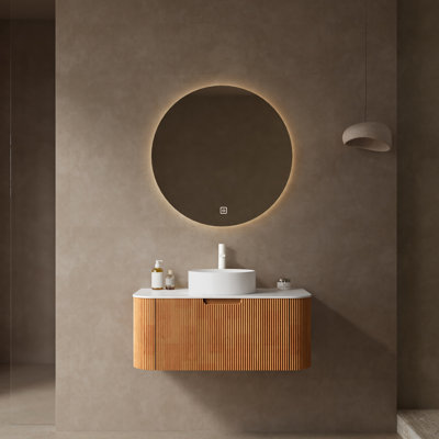36" Bathroom Sink Vanity Cabinet - Modern Ceramic Basin Plywood Storage Ample Space Soft Close Wall With Drawer