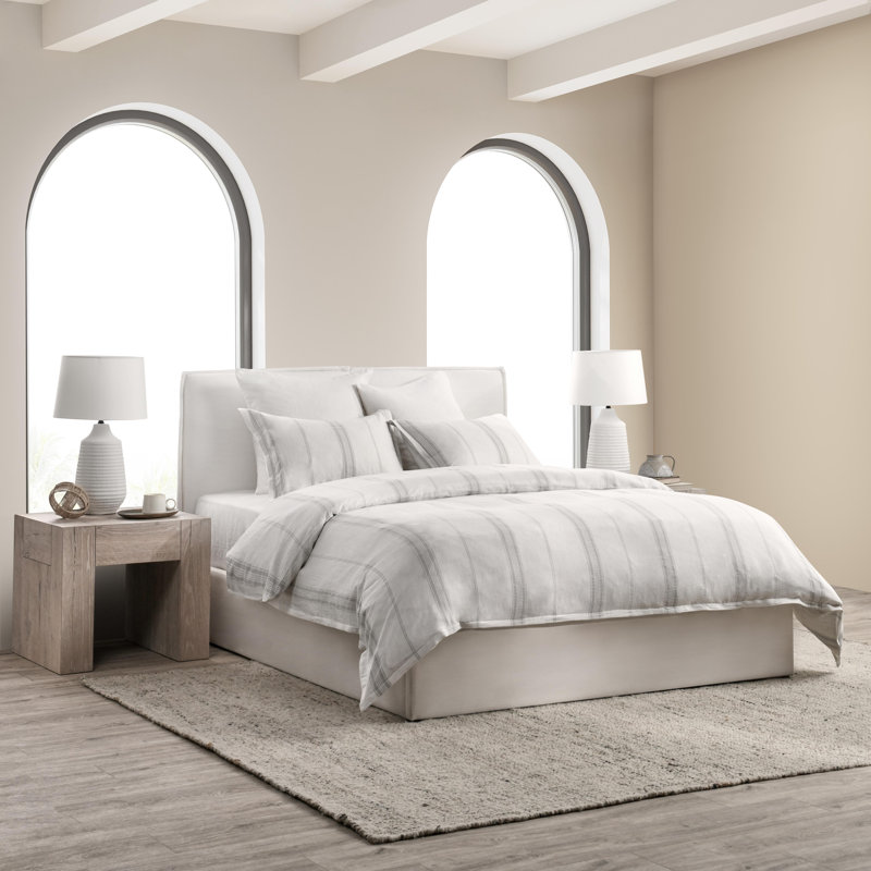 Jayson Linen Duvet Cover Set, Gray, King