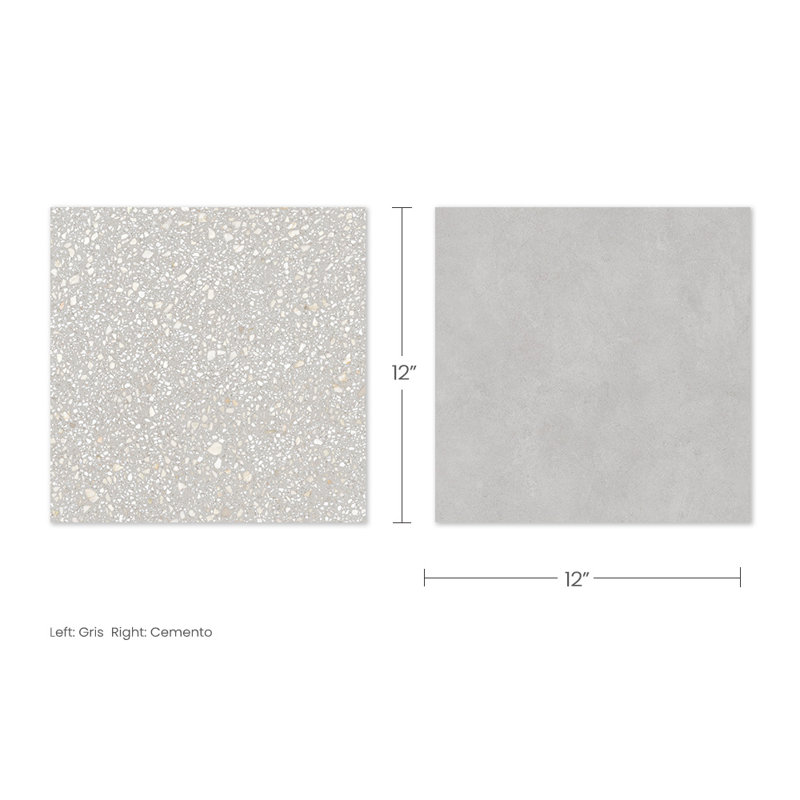 Lithos 12X12 Checkerboard Gris And Cemento, Gris/Cemento