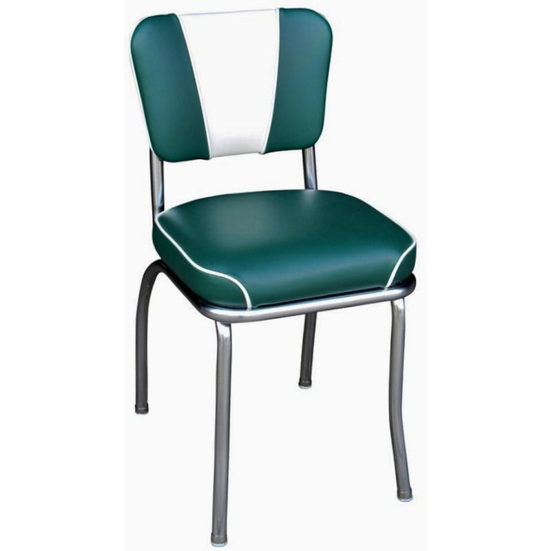 Retro Home Upholstered 'V' Back Dining Chair, Green