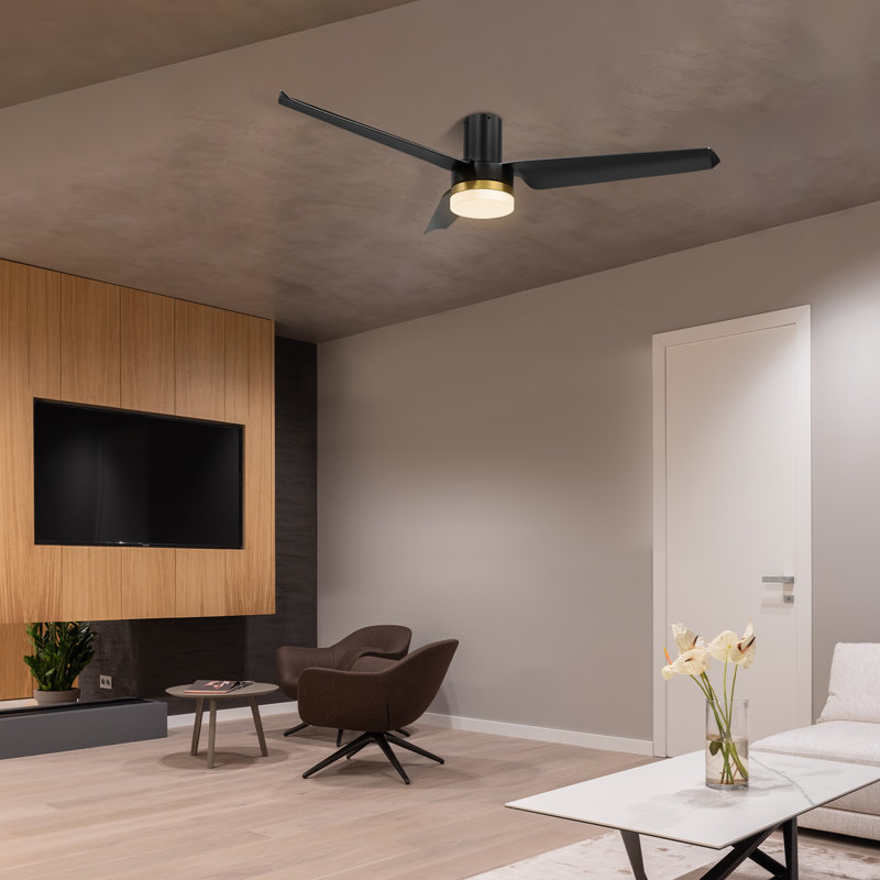 Ventilateur de plafond encastré à DEL à 3 pales de 52 po avec télécommande et ensemble d'éclairage inclus.