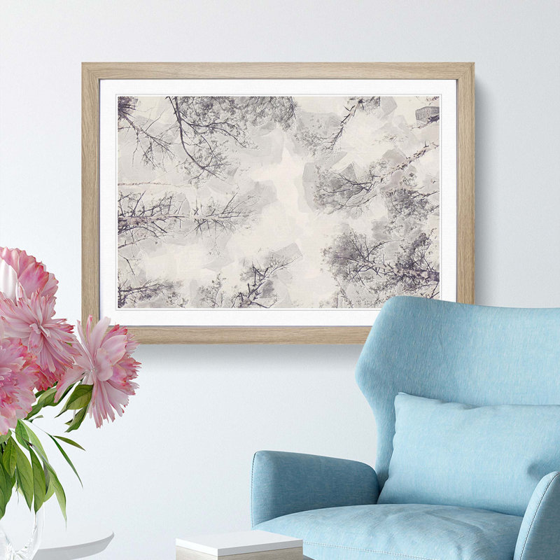 Tree Tops in Winter in Abstract - Framed Print, 60cm H x 91cm W x 2cm D, Oak