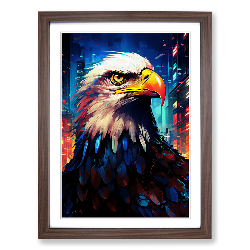 Eagle Futurism No.2 1 Piece Single Picture Frame Wall Art, 64" H x 46" W x 2" D, Walnut