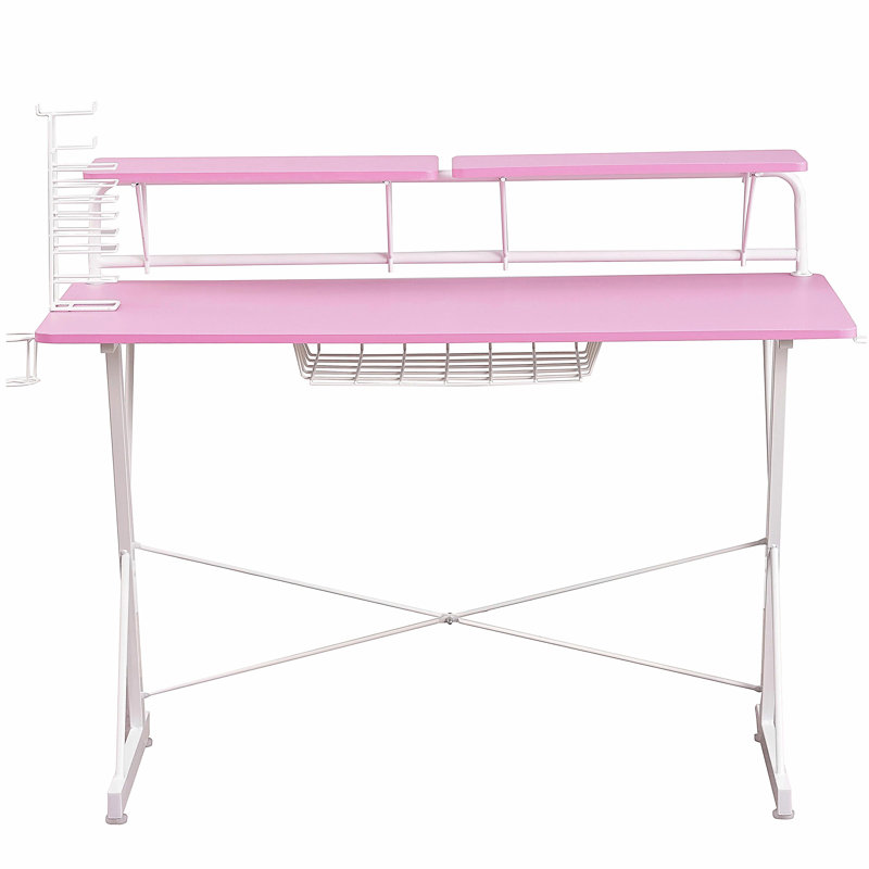 Bureau d'ordinateur TS-200 en fibre de carbone avec support, rose