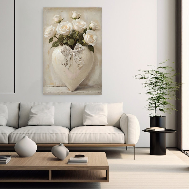 Art abstrait romantique délicat, Heartfelt Roses, H 60 po x l 40 po