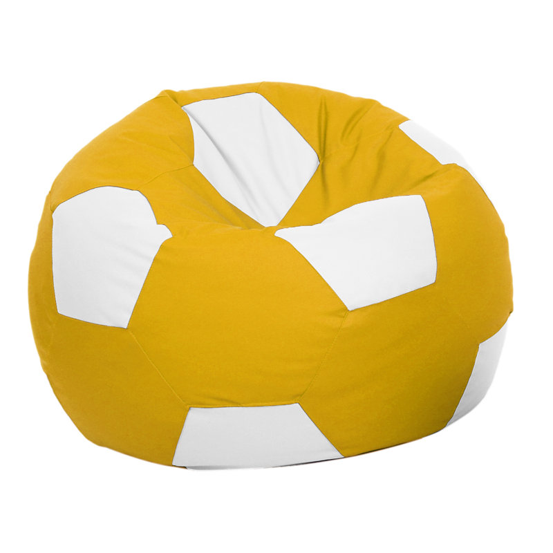 Leatherette Indoor Bean Bag Cover - Filler Not Included, Yellow/White Faux Leather
