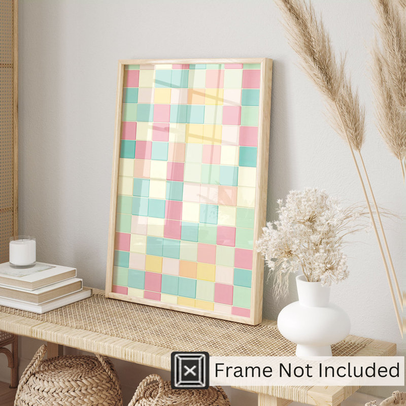 «Abstract Abtract Pastel Squares II», reproduction d'art rétro sans cadre, H 7 po x l 5 po