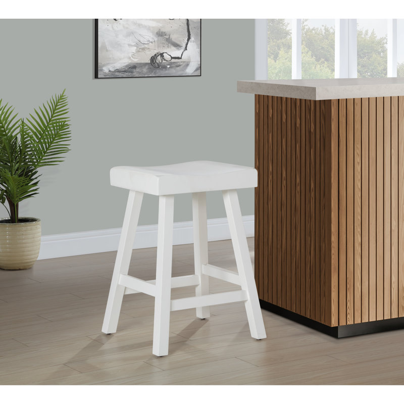 Solid Wood Counter Stool with Solid Wood Frame, White