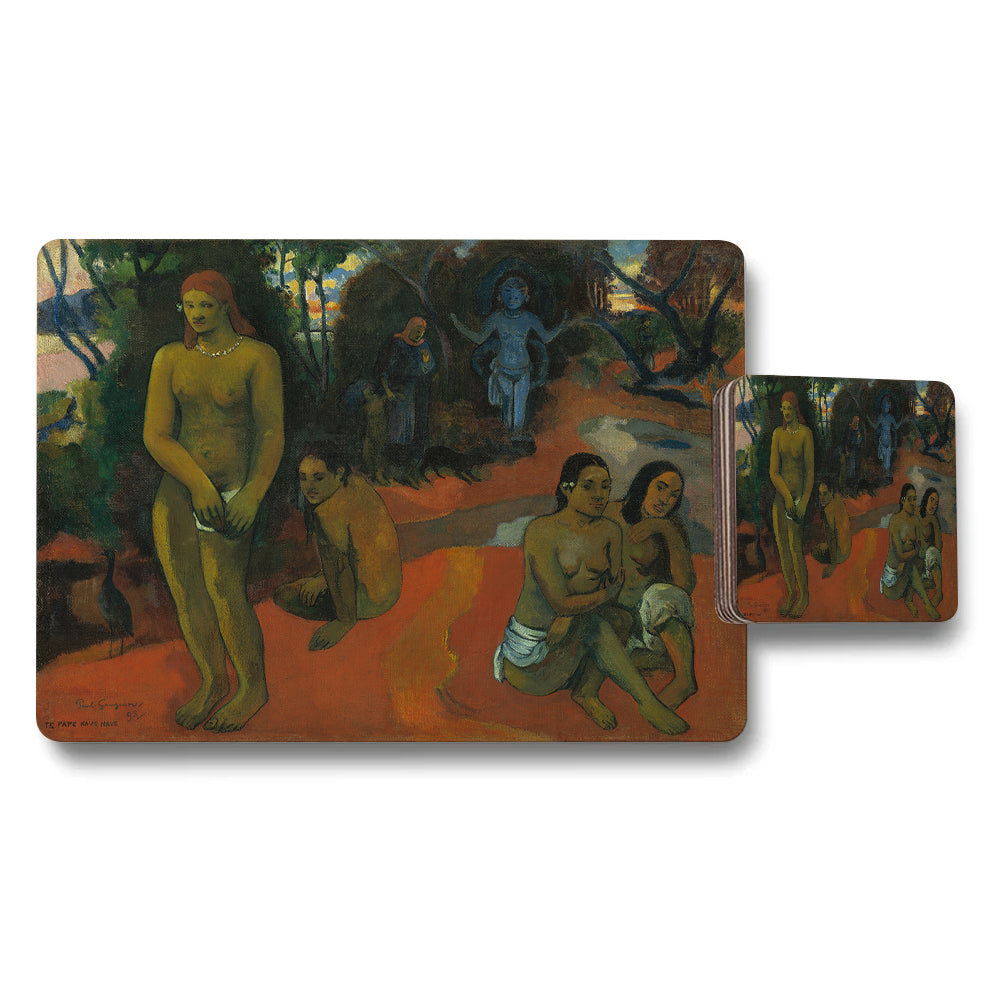 Tahitian Nude Figures Art Placemats and Coaster Set