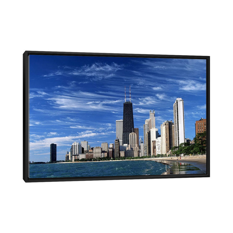 Downtown Chicago - Imprimé, H 18 po x l 26 po x P 1,5 po, Toile avec cadre noir, Non