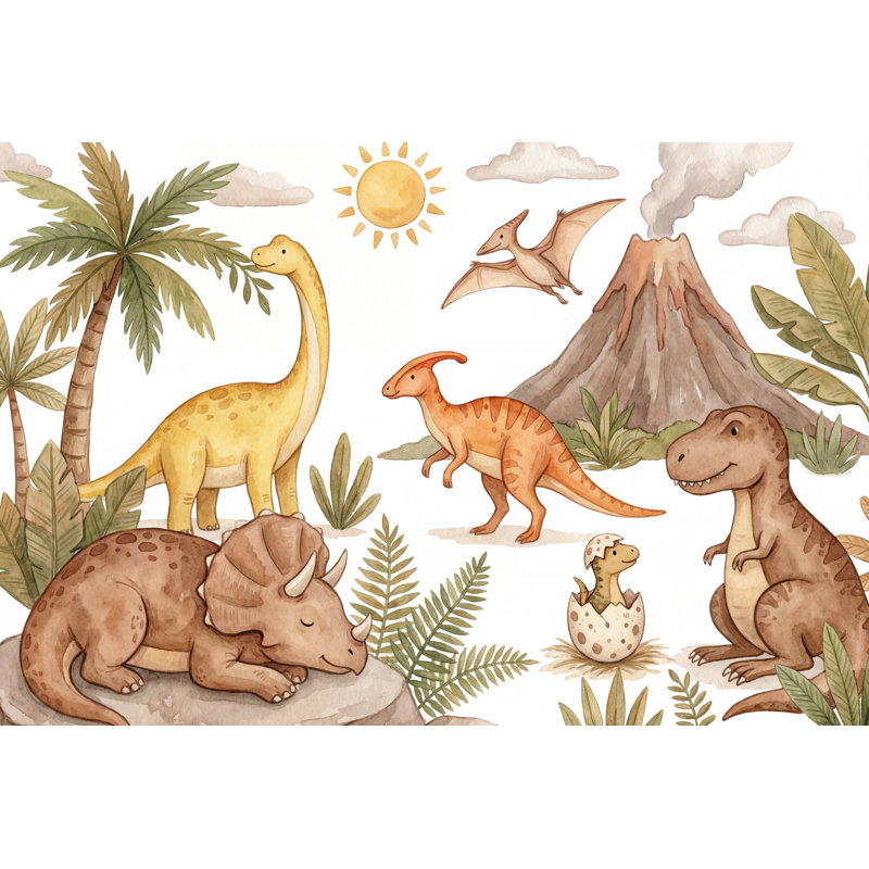 Papier peint dinosaures, Non tissé non collé, 200 po x 120 po