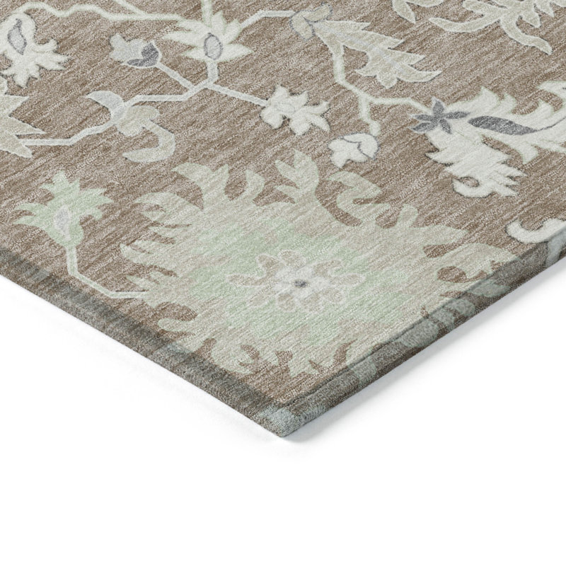 Machine Washable Indoor/Outdoor Xhevrie Taupe Rug, Rectangle 2'6" x 3'10"
