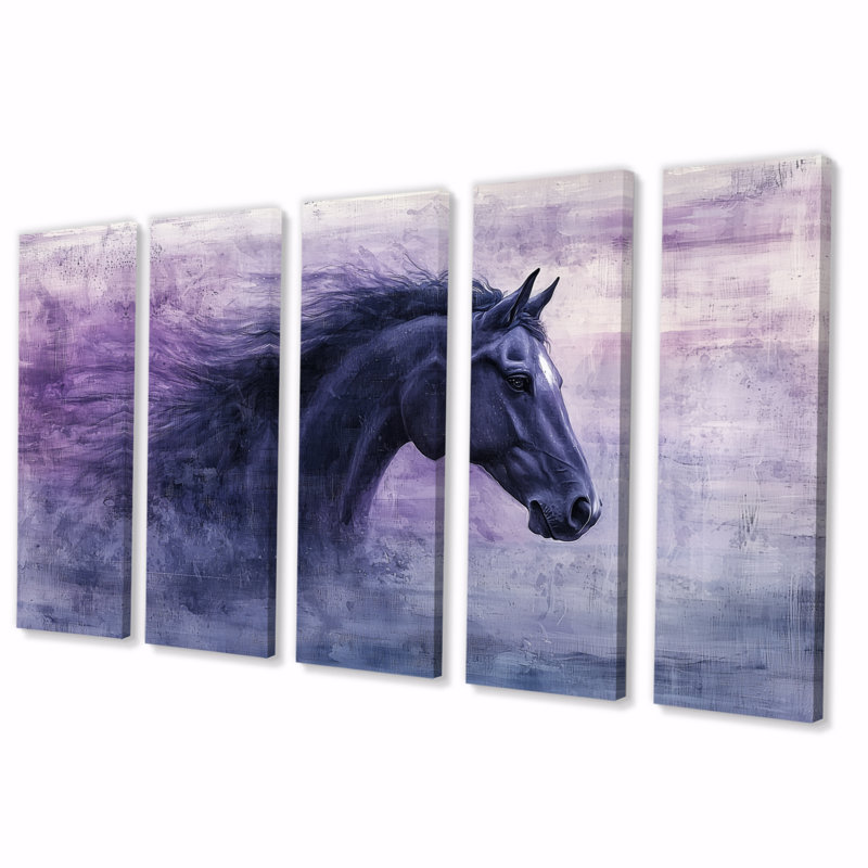 Lavande, rêve, cheval, harmonie III - cheval, art mural - décoration murale moderne, H 32 po x l 80 po
