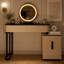 Meuble-lavabo moderne avec plateau en verre trempé, meuble-lavabo multifonctionnel avec miroir rond réglable et armoire de rangement pour petits espaces