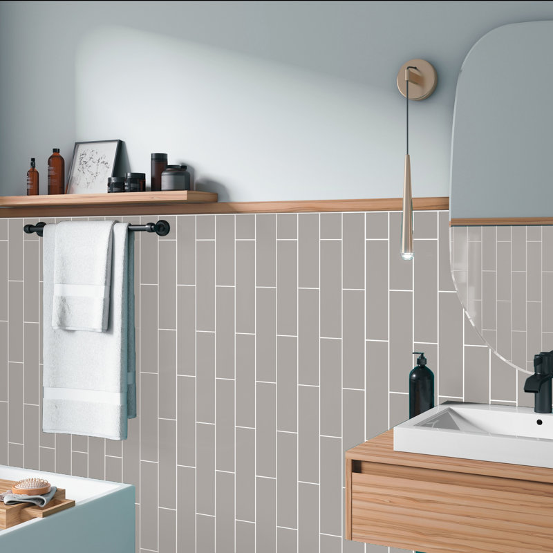 Urban Domain Satin 3" x 12" Ceramic Subway Tile, Gray