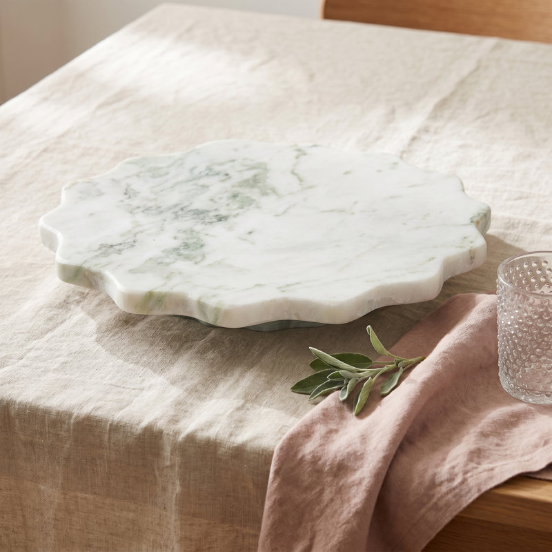 Marble Scalloped Lazy Susan with Iron Base