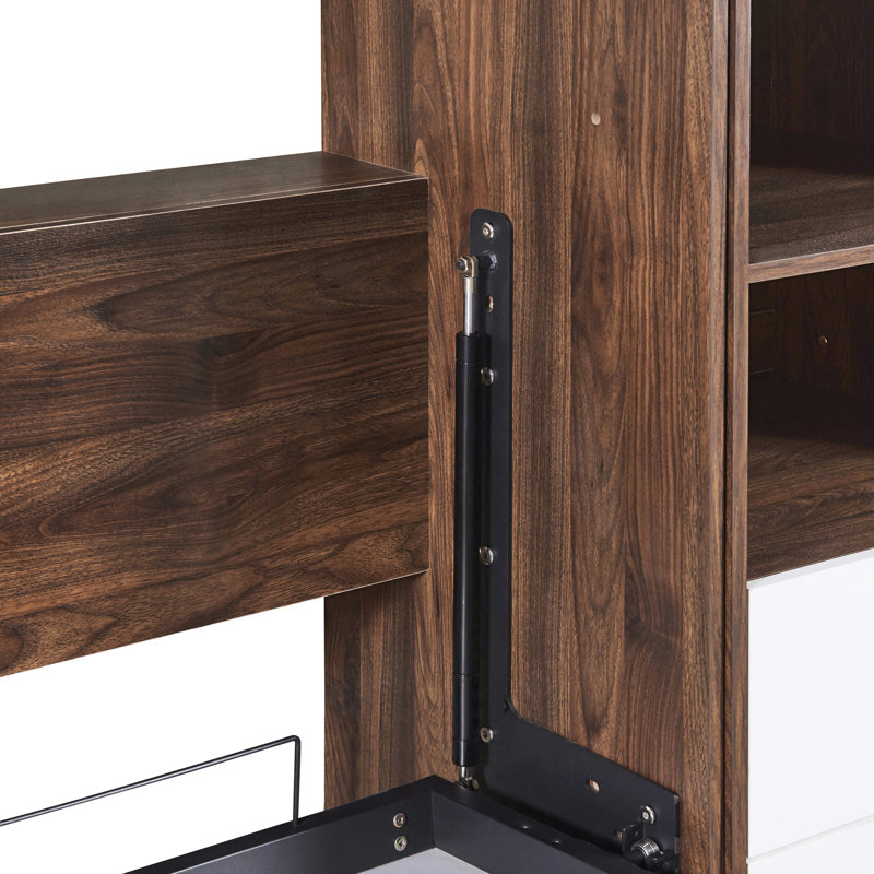 Armoire murale blanche - Solution compacte pour les maisons Support de matelas confortable Matériau de contreplaqué et de bonne nuit de sommeil Multifonctionnel avec un côté Processus d'assemblage simple Pleine grandeur Enregistrer Ajouter
