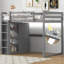 Lit mezzanine en bois pleine grandeur avec garde-robe intégré Tablettes de rangement, grises - aucun sommier nécessaire, robustes Stable-76906767