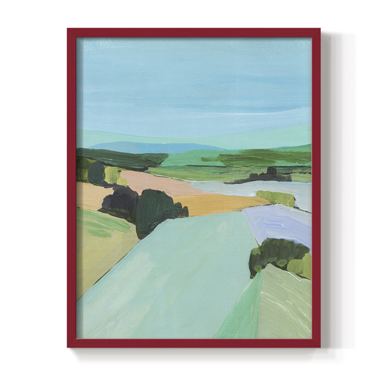«Bright Coloured Countryside IV», reproduction encadrée - bois massif, Rouge, H 10 po x l 8 po