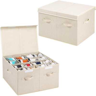 2-pack Stackable Shoe Storage Boxes Cream