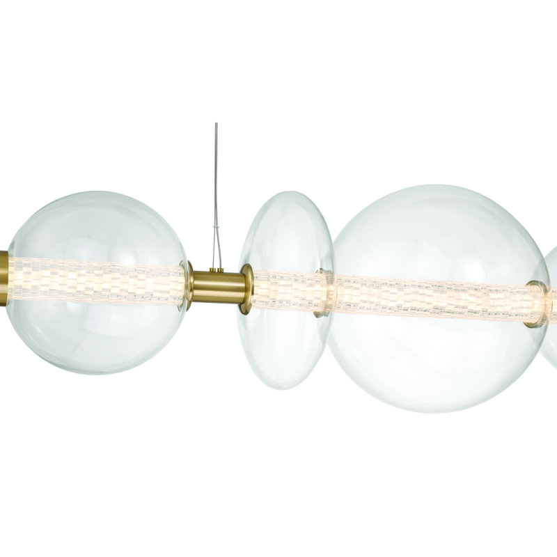 Lustre Atomo LED, Or brossé, Transparent
