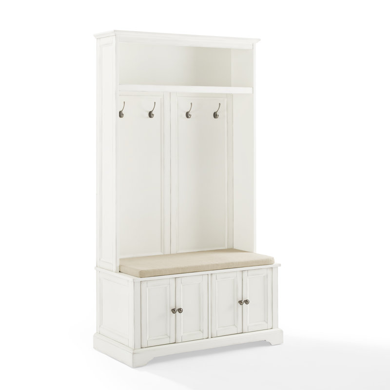 Veere Hall Tree 38'' Wide with Bench and Shoe Storage, White