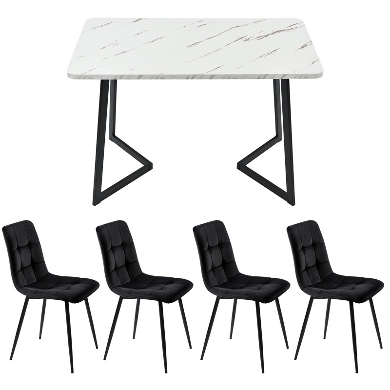Tarik 4 - Person Dining Set, Black, Black