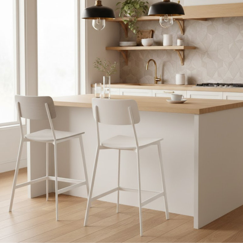 Wolfson Counter Stool with Metal Frame, White