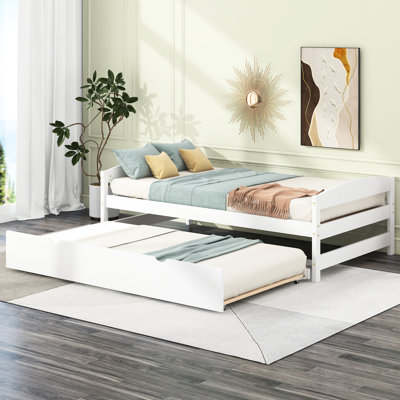 Lit plateforme simple avec lit gigogne blanc