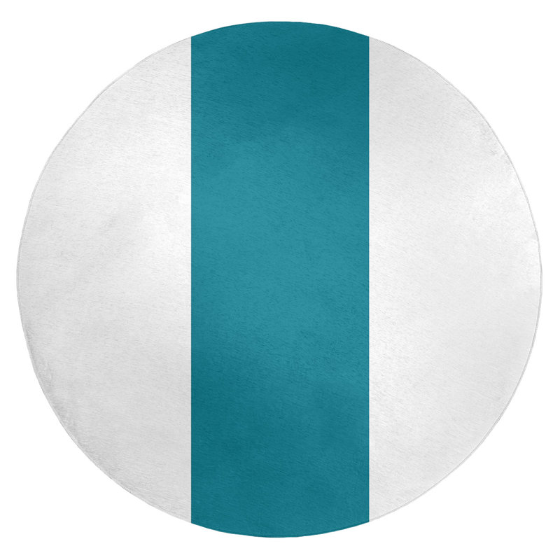 Tapis bleu sarcelle/blanc, Rond 5 pi