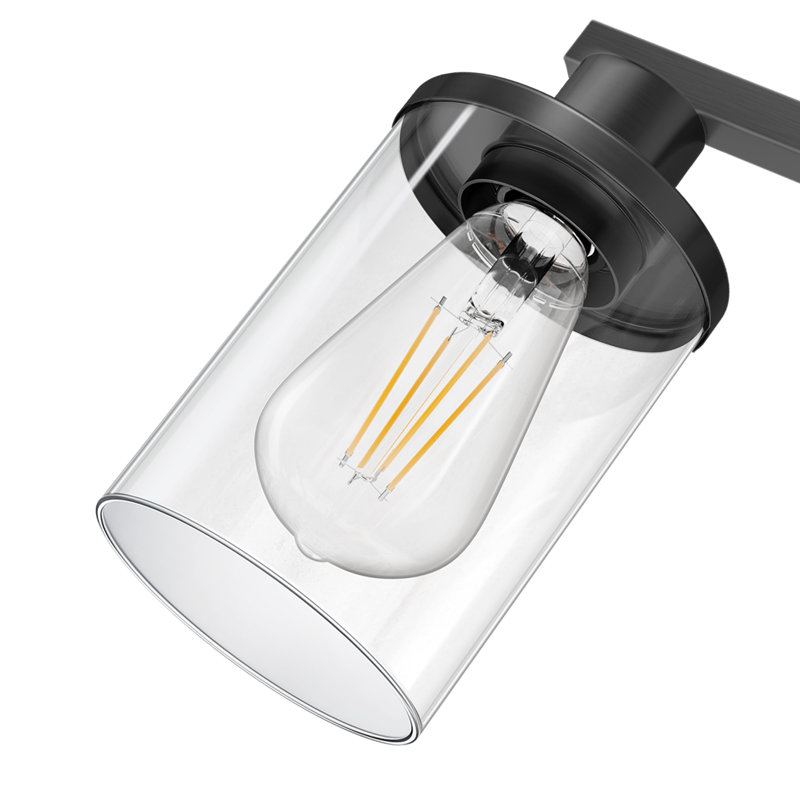 6 - Light Industrial Bathroom Vanity Light, 6 Lights, Matte Black, 8.7" H x 40.35" W x 5.27" D