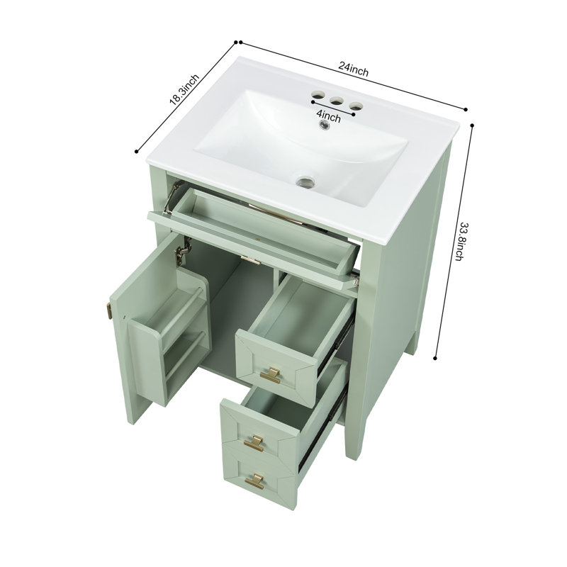 Meuble-lavabo 24 po avec lavabo, Vert clair
