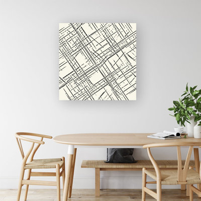 Monochrome Distressted Pattern - Wrapped Canvas Print
