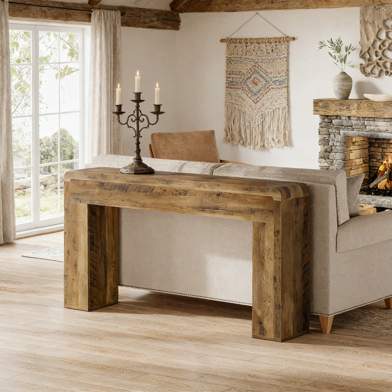 Console extra-longue pour canapé-lit, canapé de ferme rustique avec rangement spacieux pour le salon, le vestibule ou le couloir