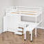 Lit mezzanine, bureau d'étude peu encombrant, deux bureaux, rangement pour bibliothèque et garde-robe, chambre contemporaine pour enfants et adolescents-1034710355-1034710354