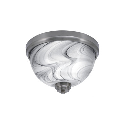 Chaniqua 12" Flush Mount, 2-Bulbs, Shown In Brushed Nickel Finish With Onyx Swirl Glass