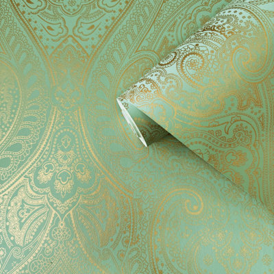 Zen Damask Paper Metallic Wallpaper Roll