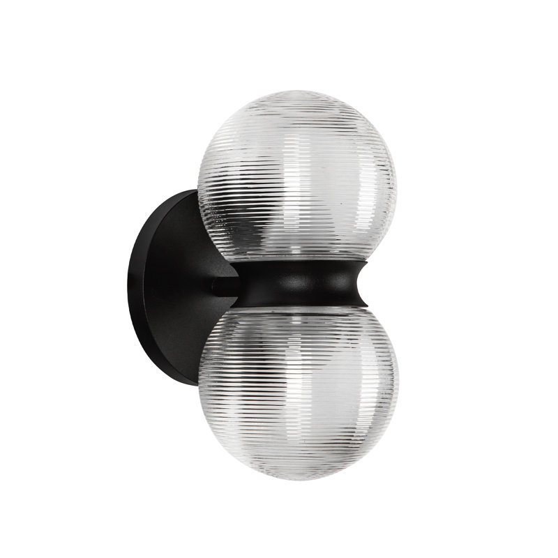 Peri Aluminium LED Wall Light, Clear Ribbed
