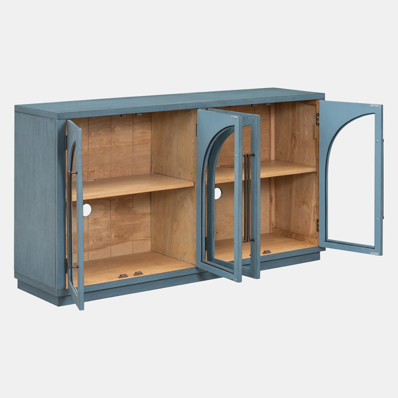 Storage Console Table With 4 Doors, Navy Blue