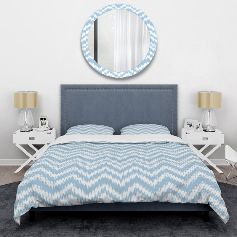 Chevron bleu - ensemble de housse de couette abstrait - microfibre de polyester